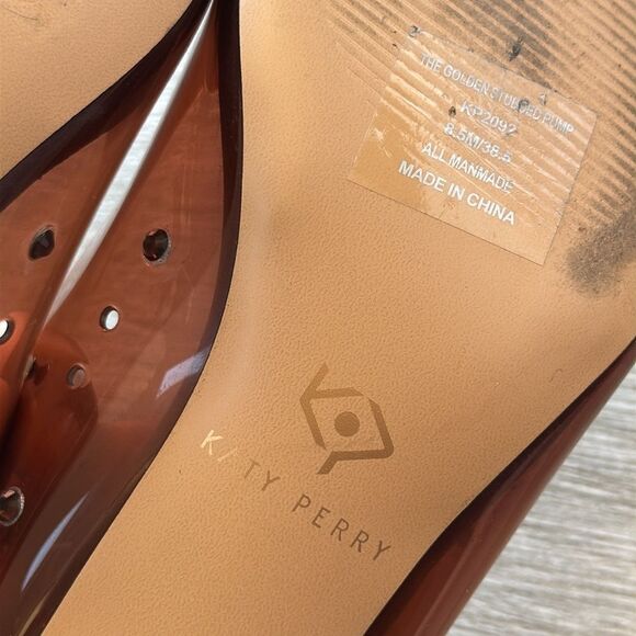 Katy Perry Damen Golden Studded Transparent Pointed Toe Pumps Size 8.5 - Picture 8 of 11